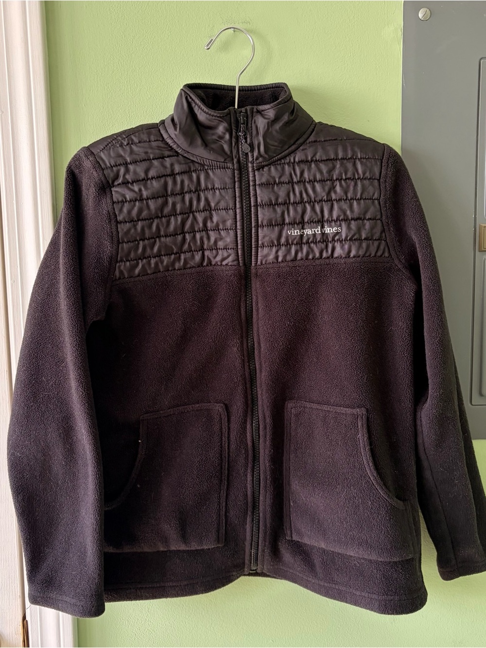 Vineyard Vines Heritage Fleece Jacket Quilted Fleece Black Extra Small Unisex